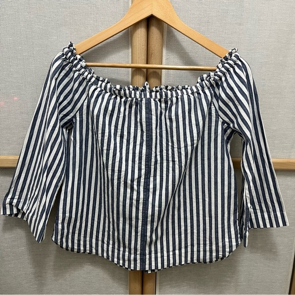 Madewell Shimmer Stripe Off-the-Shoulder Top Size S - Picture 7 of 9